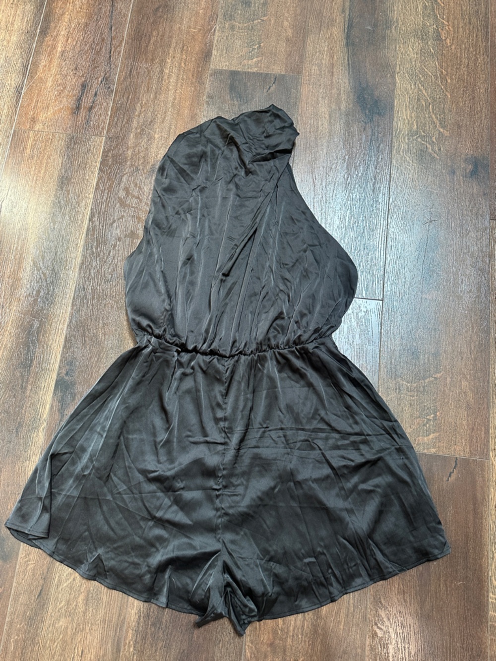 Black Ruched Waist Romper